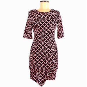 Snap Boho Casual Dress Size M Pink/Navy Blue